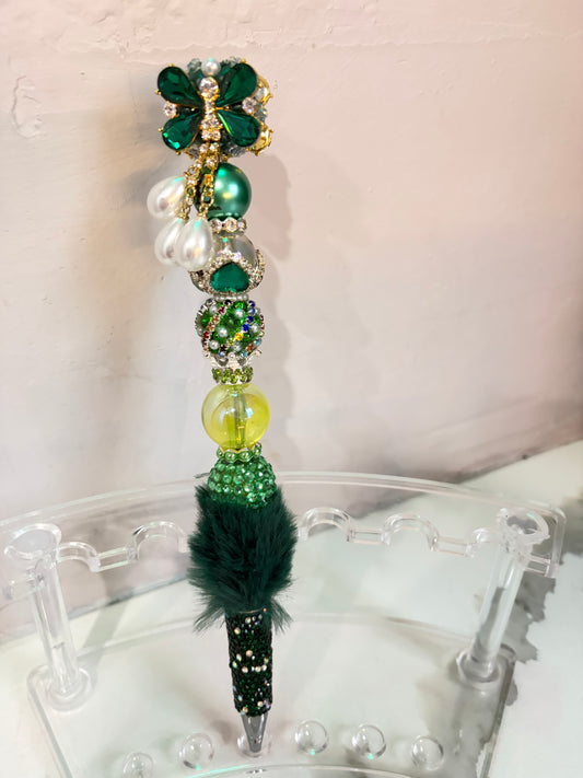 Emerald Opulence Fur Pen