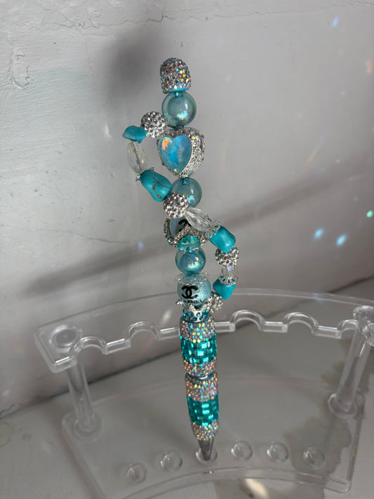 Cascading Azure Hearts Luxe Pen