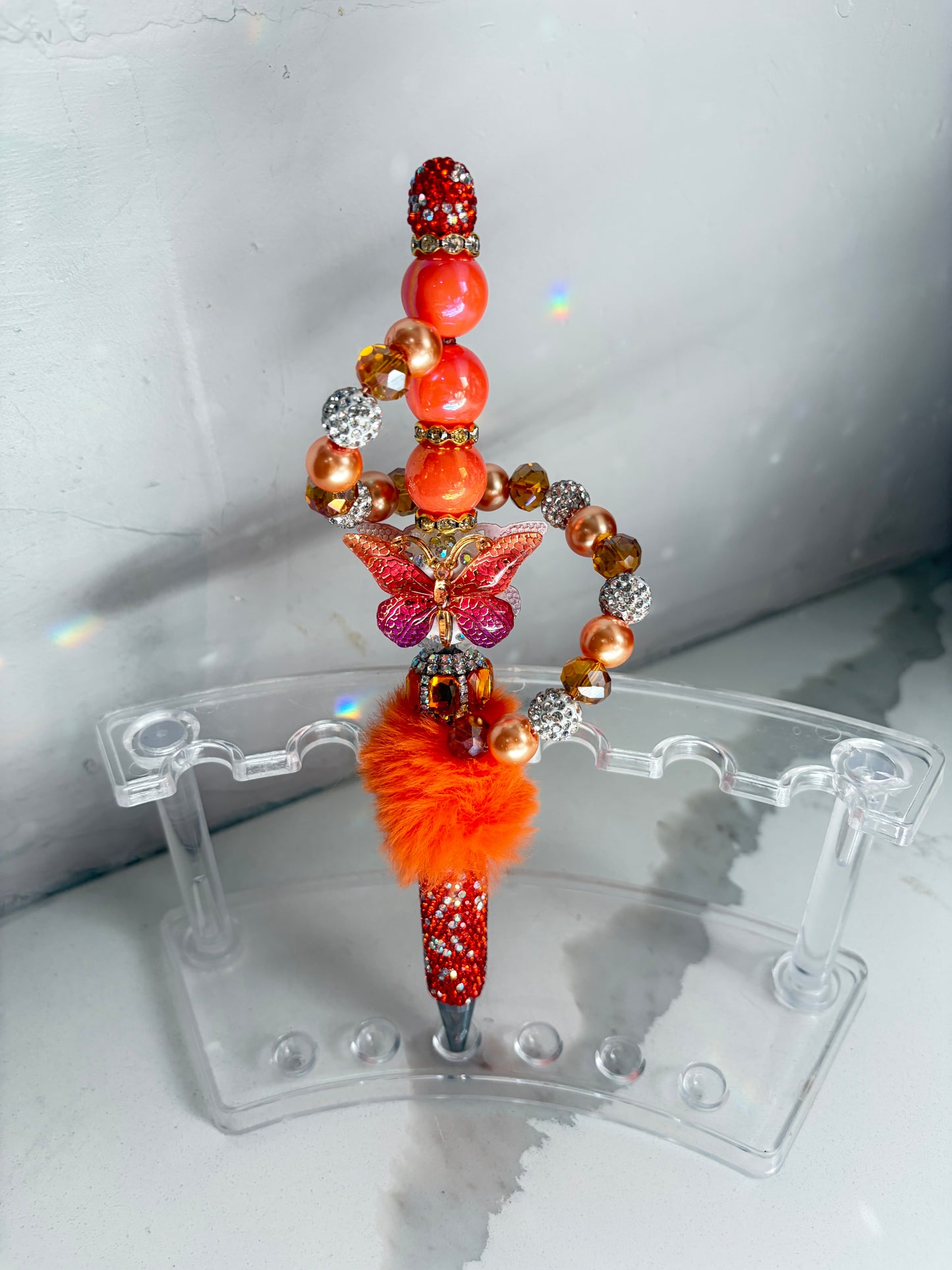 Cascading Coral Flame Fur Pen