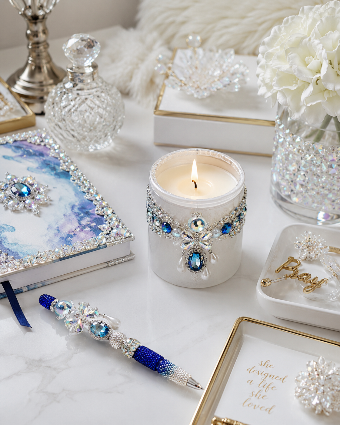 Royal Sapphire Pearl Elegance Luxe Pen | Diamonds & Pearls Collection