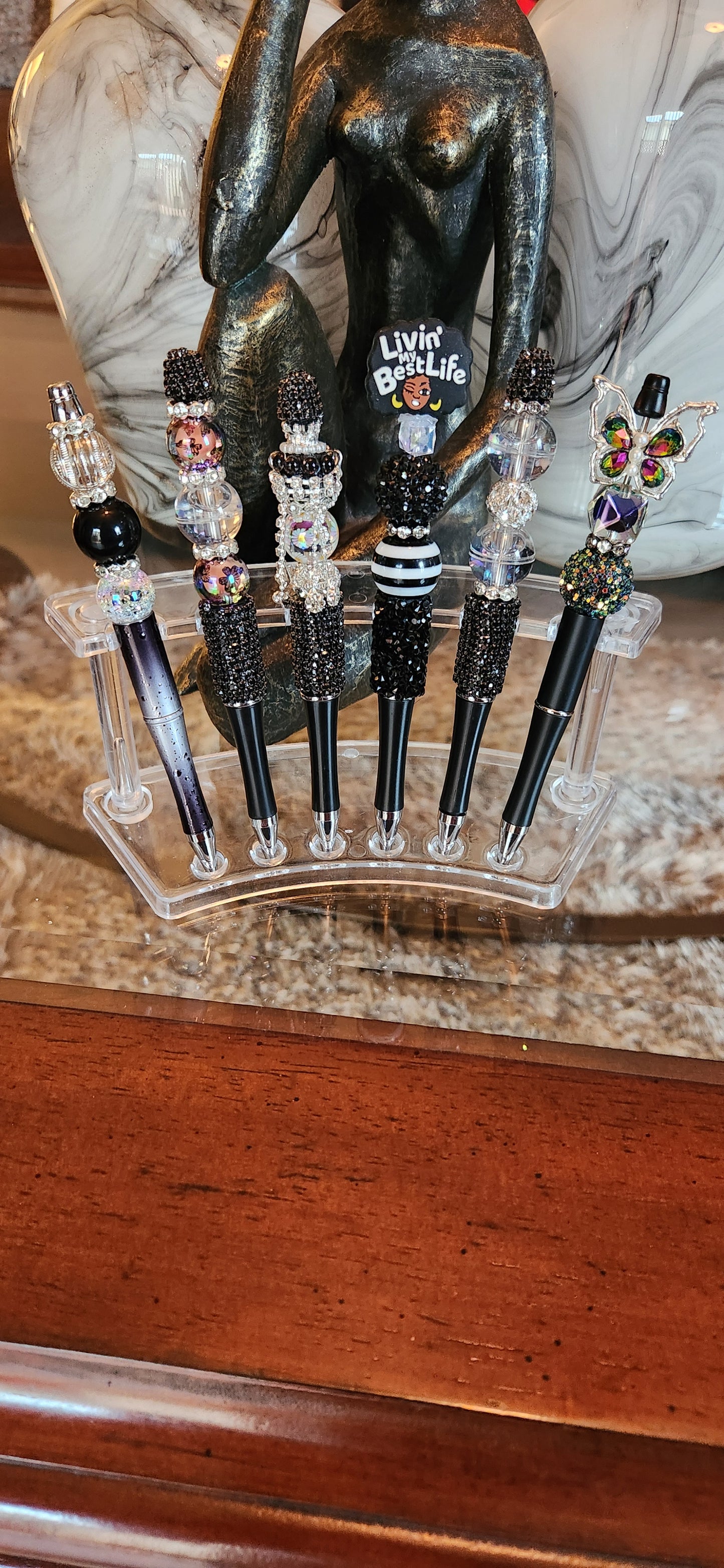 Black Beaded Pens