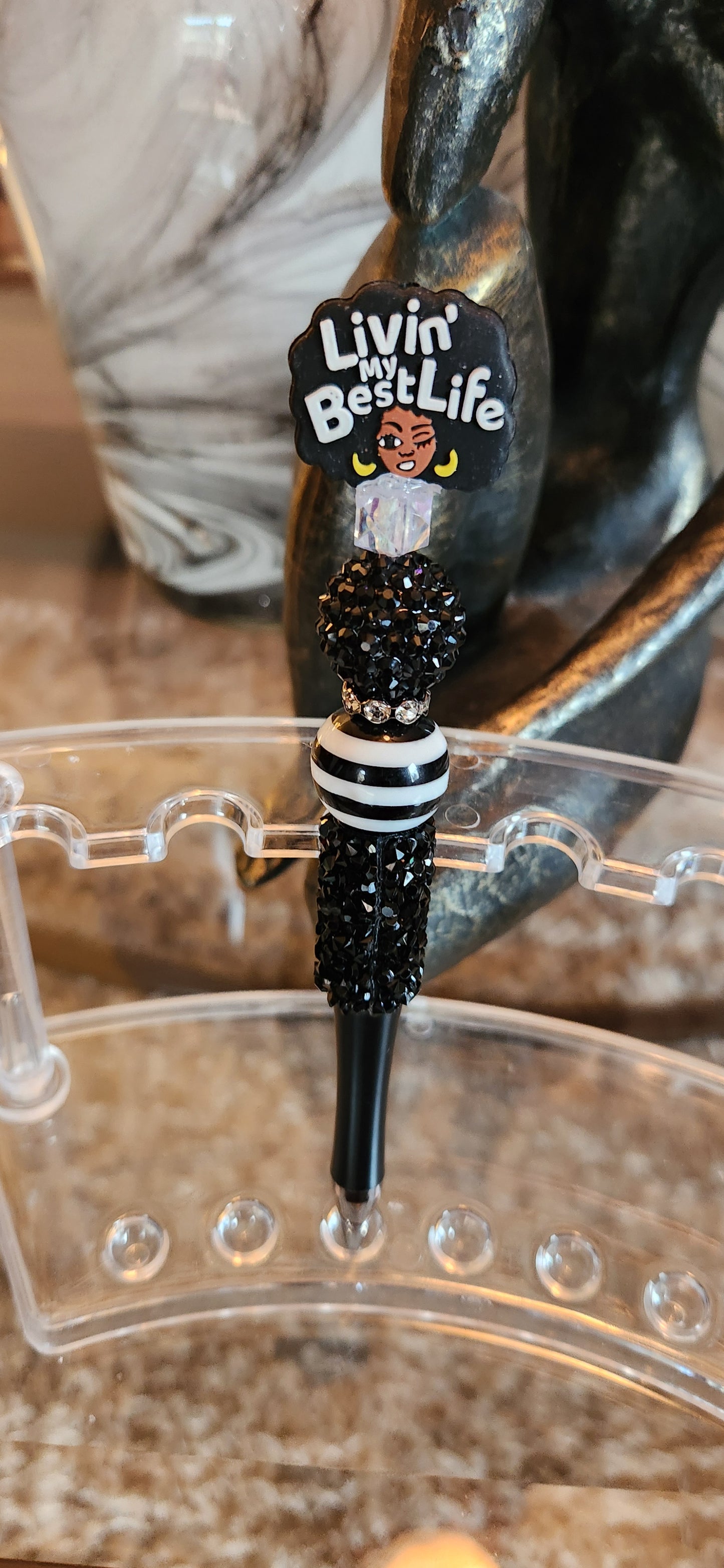 Black Beaded Pens