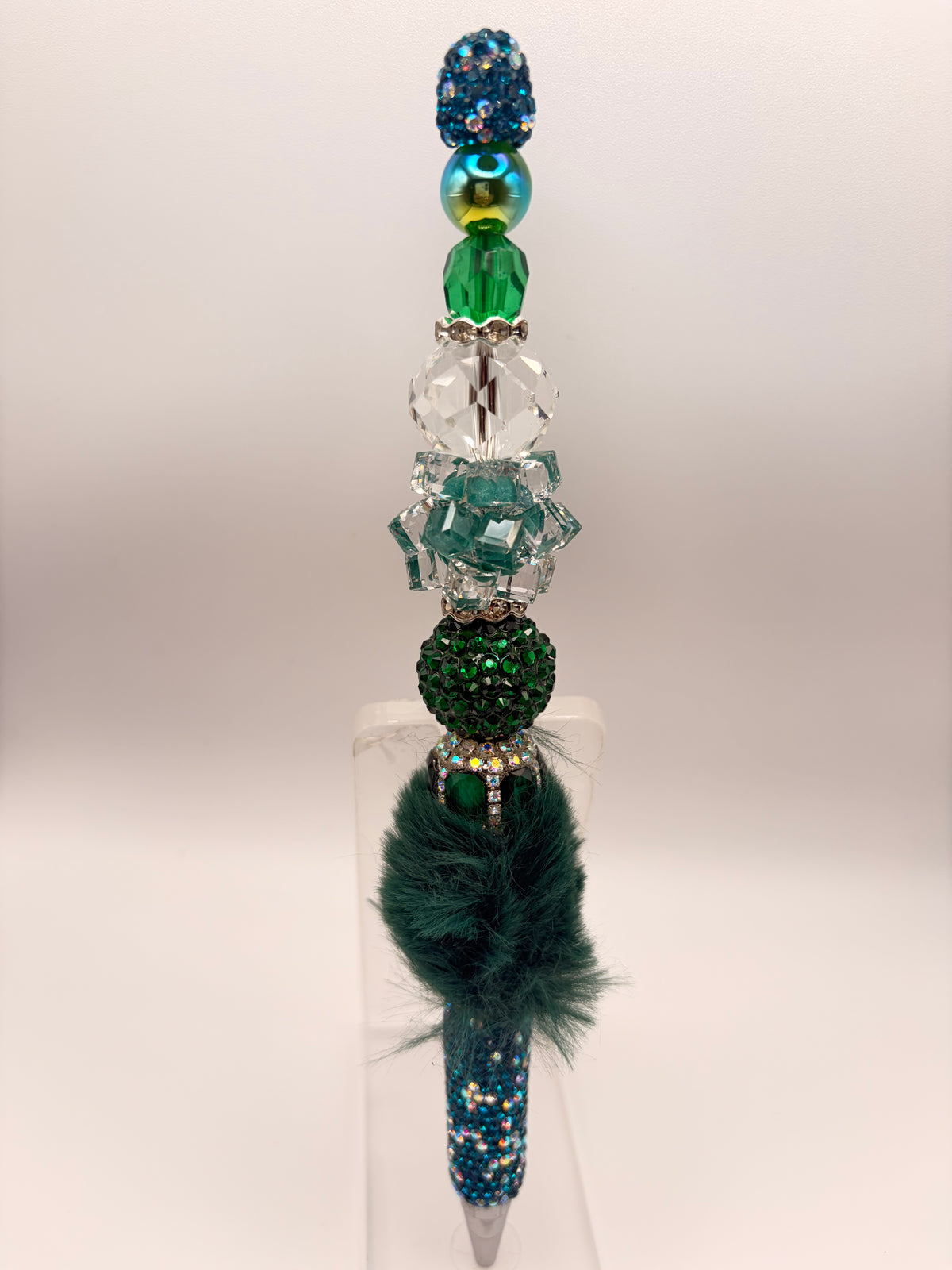 Emerald After Dark — Fur Embellished Statement Pen