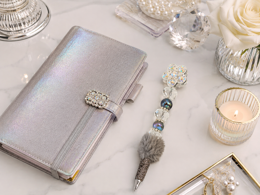 Moonlit Glamour Fur-Embellished Statement Pen