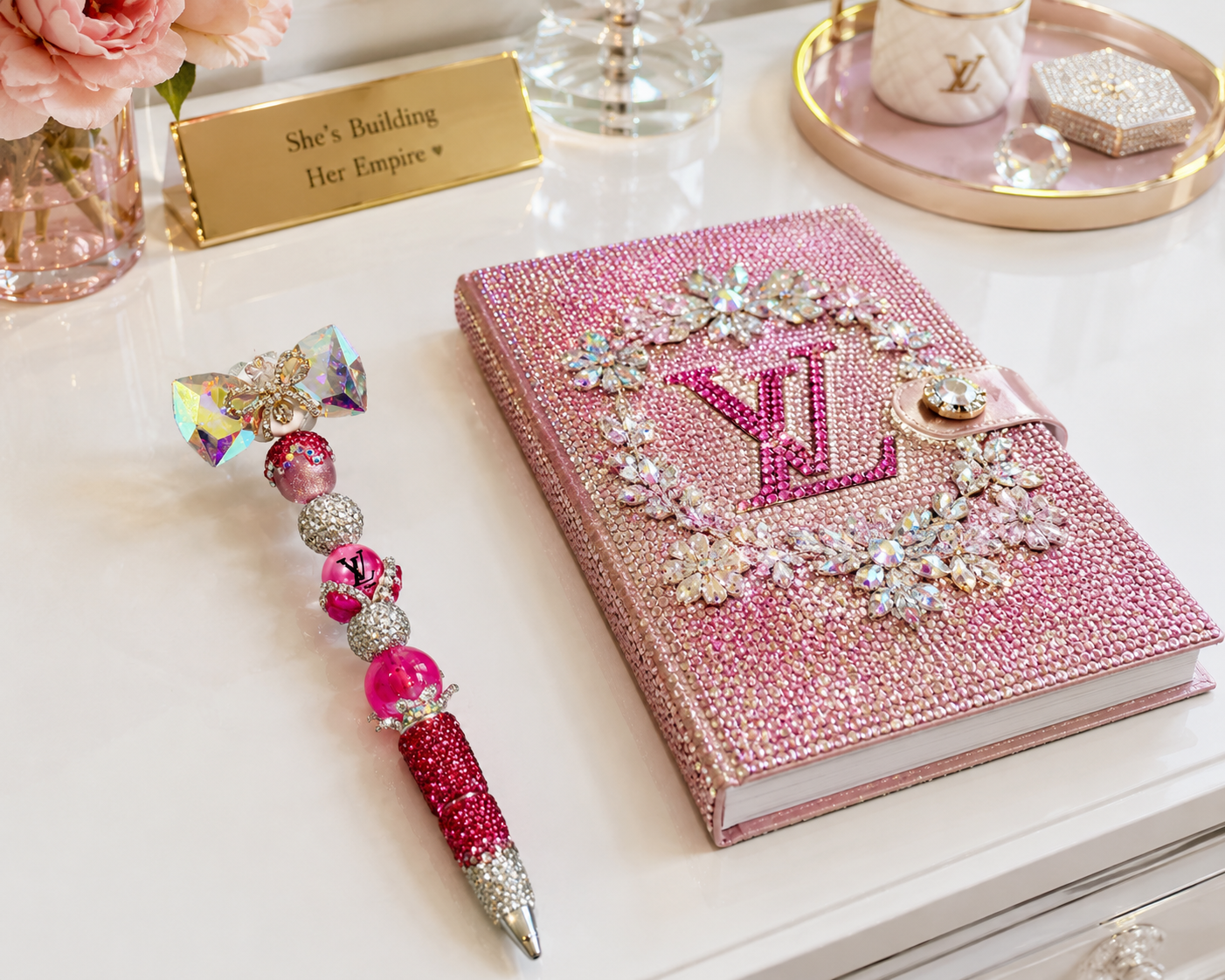 Ruby Blush Glam Luxe Bow Pen