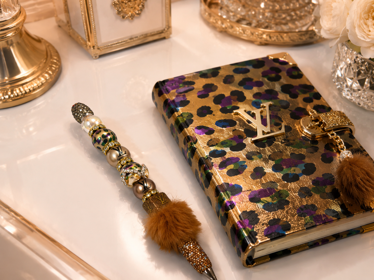 Golden Sauvage Luxe Pen™ | Designer Fur Embellished Collection
