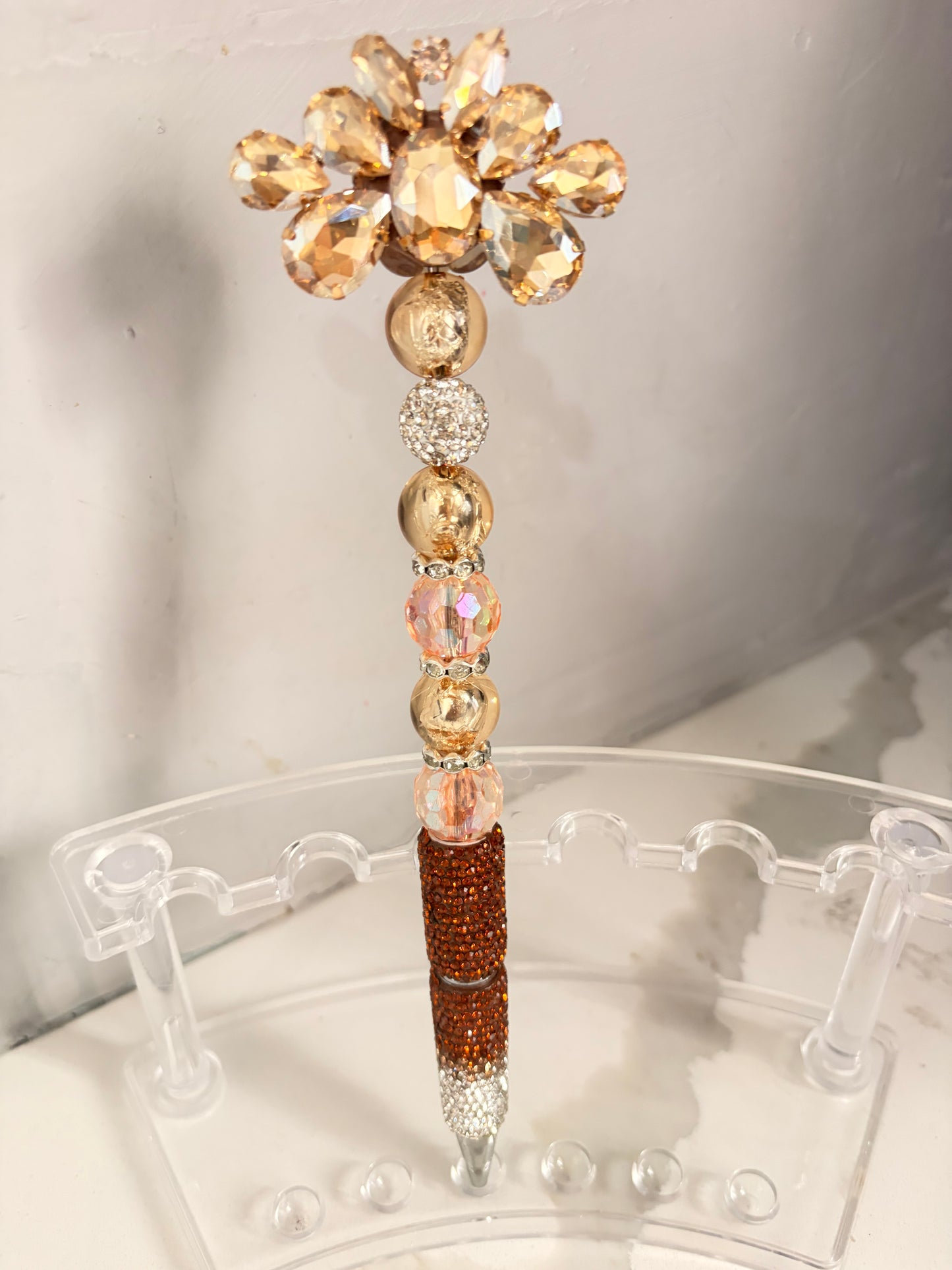 Golden Champagne Blossom Statement Pen