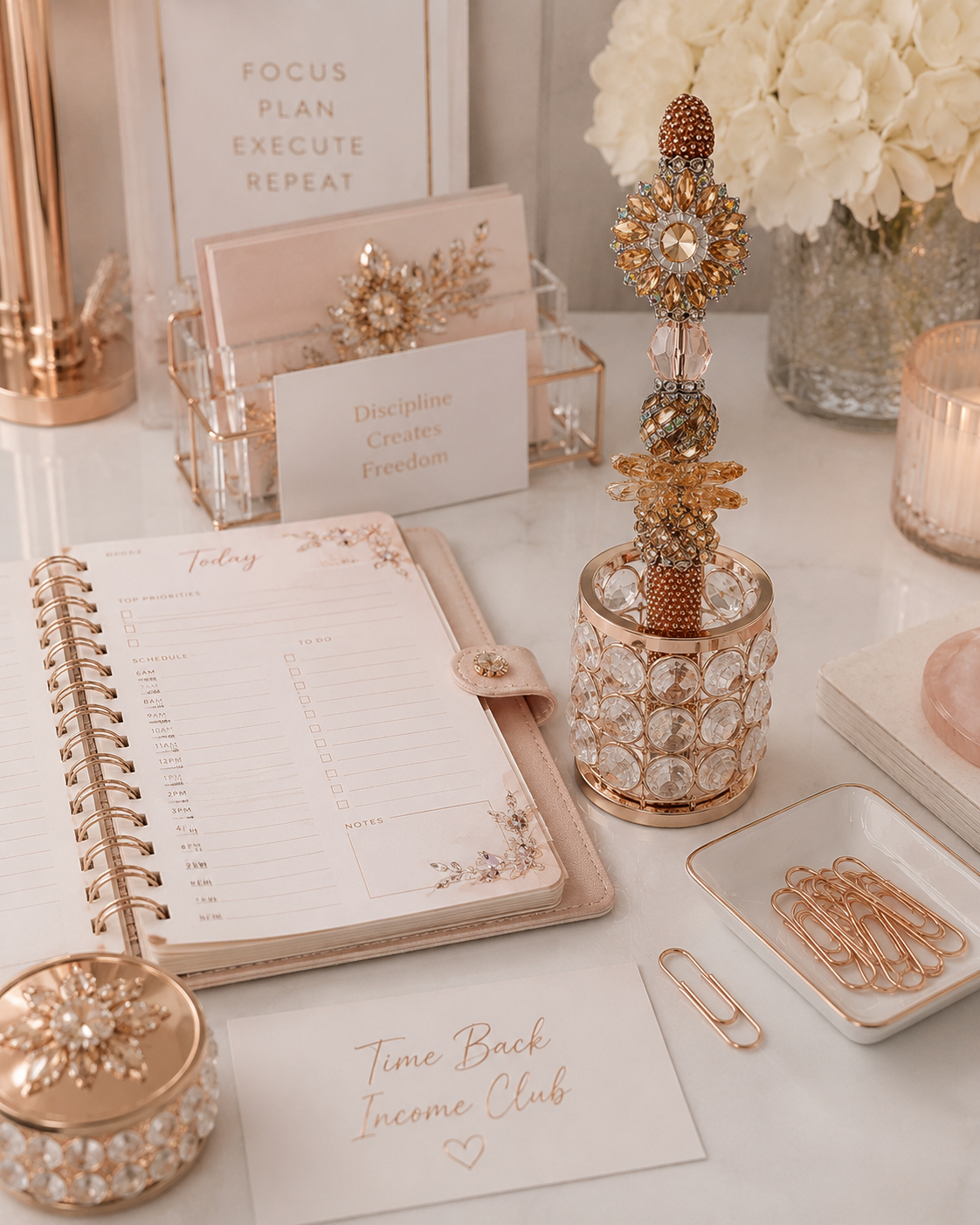 Radiant Bloom Champagne Reverie Statement Pen