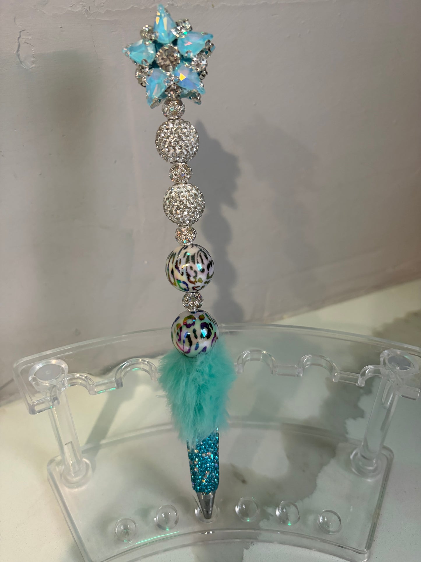 Azure Wild Luxe Fur Statement Pen