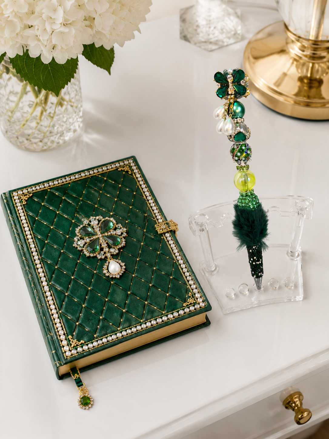 Emerald Opulence Fur Pen