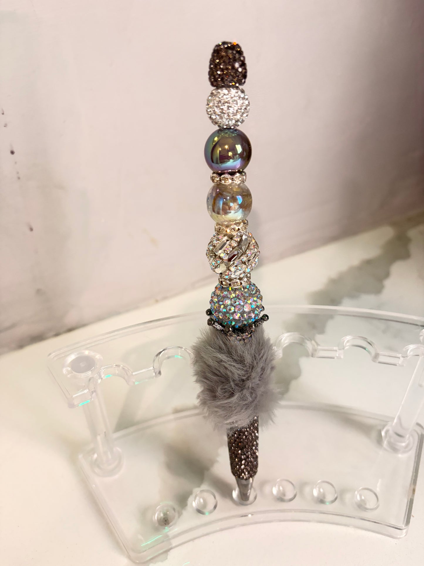 Smoky Aurora Fur-Embellished Statement Pen