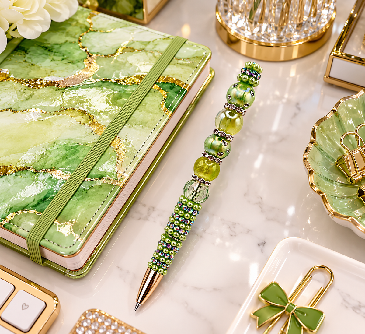 Verdant Pearl Opulence Statement Pen