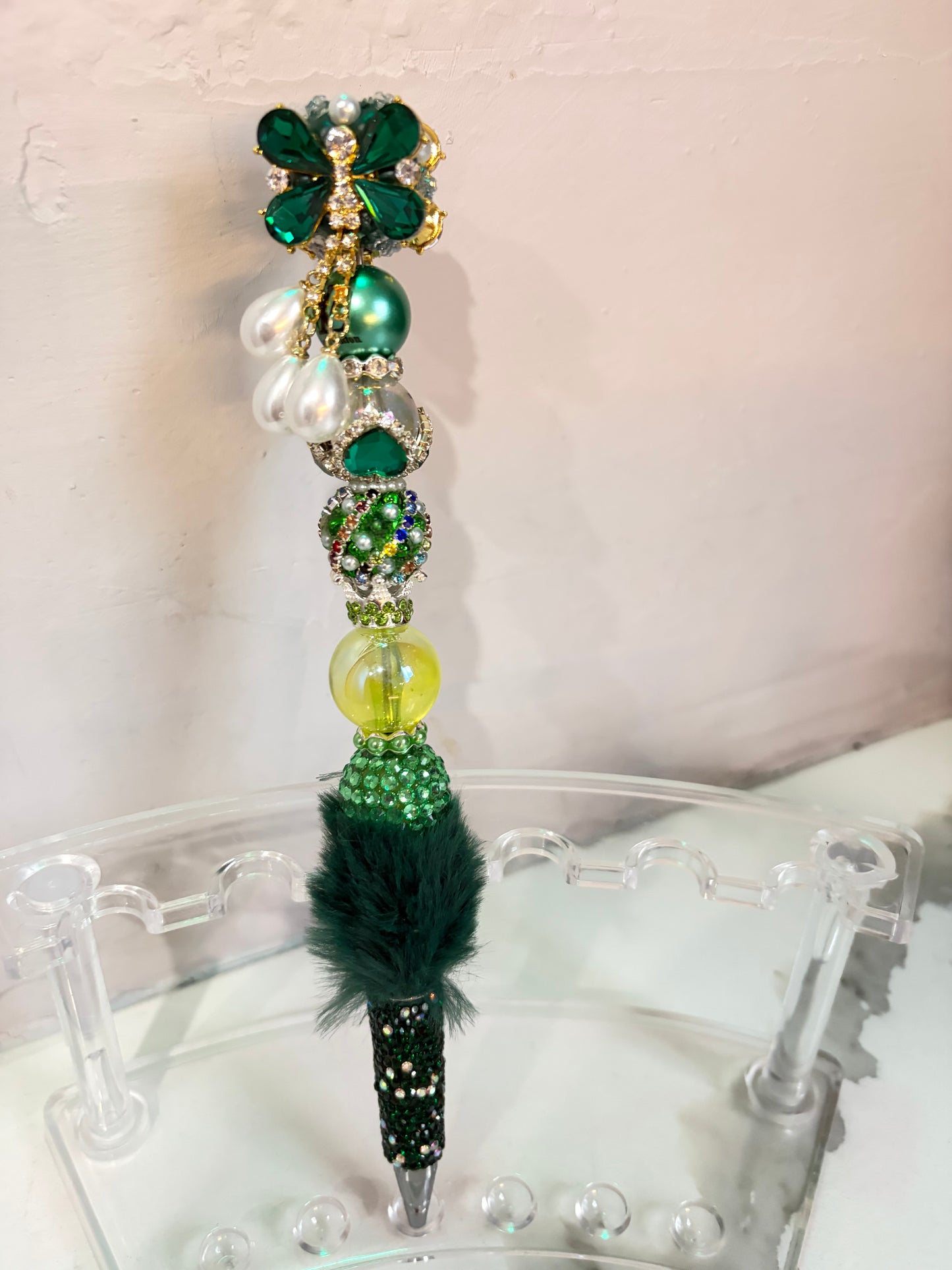 Emerald Opulence Fur Pen