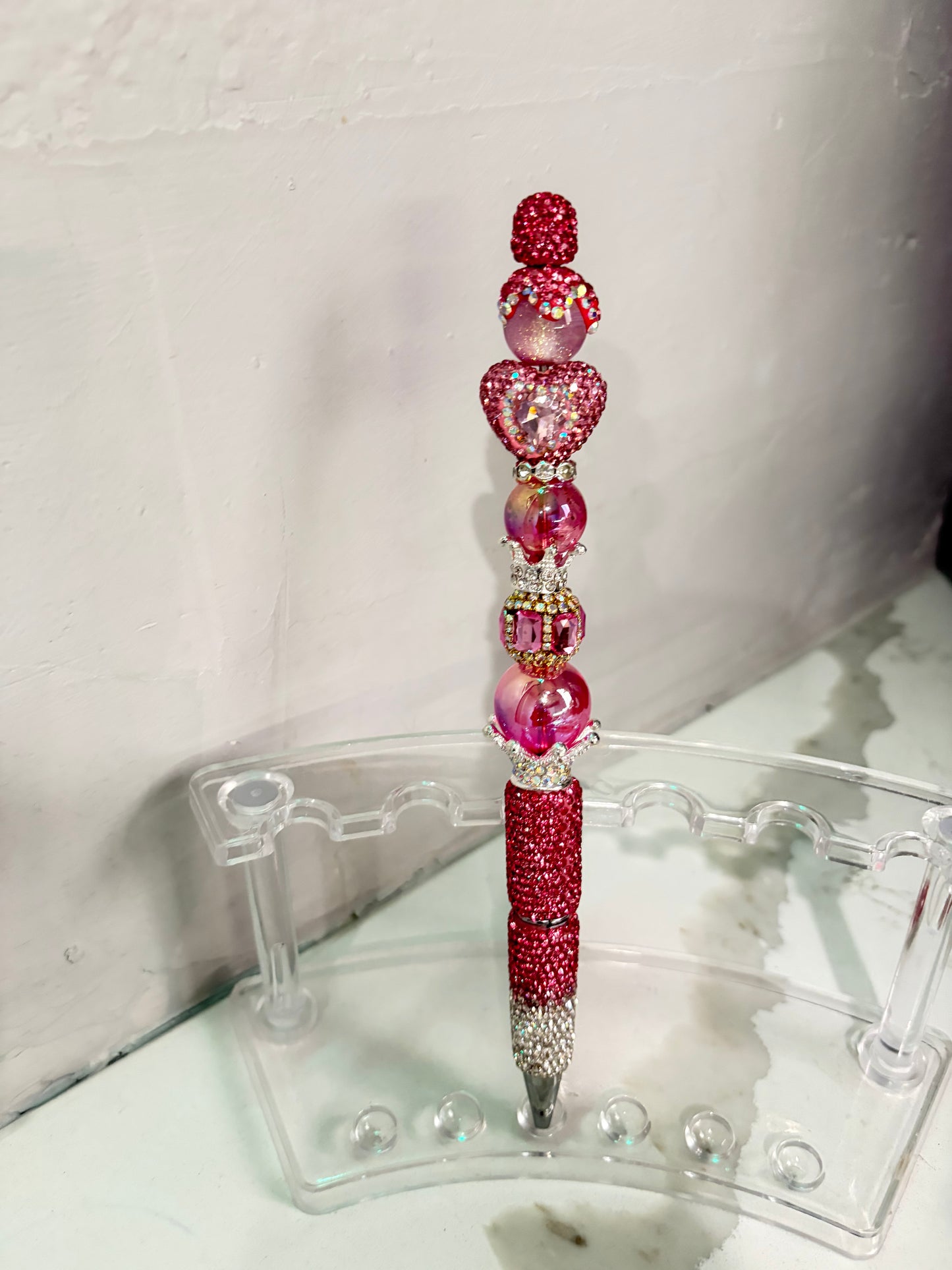 Crystal Luxe Collection| Rosé Royale Heart Jewel Pen