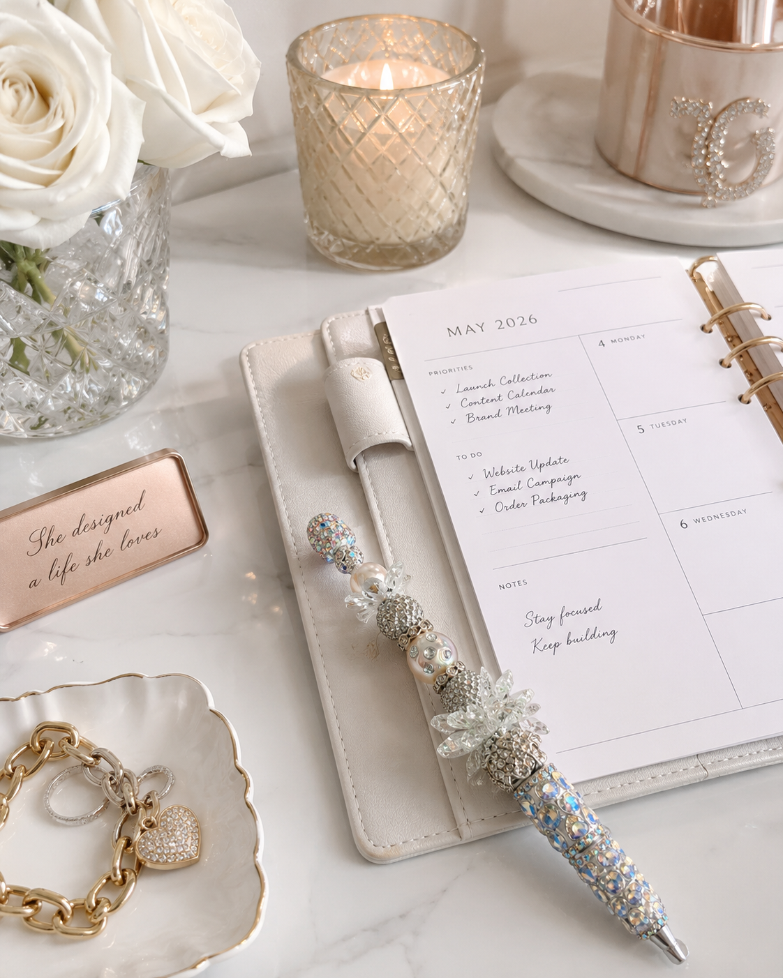Crystal Luxe Bling Petal Statement Pen