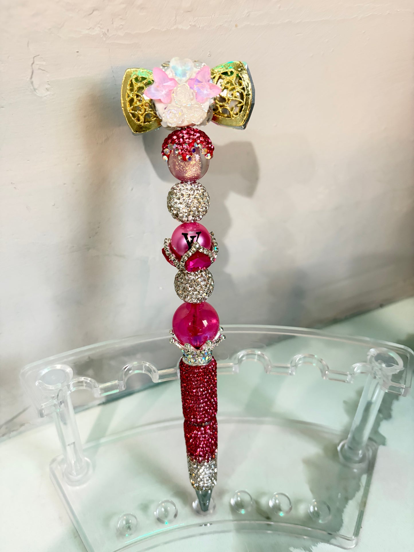 Ruby Blush Glam Luxe Bow Pen