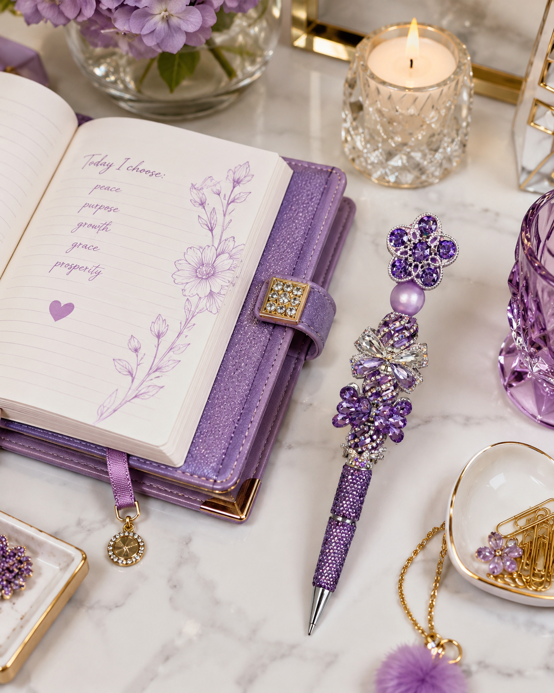 Lavender Amour Signature Bow Pen