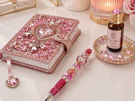 Crystal Luxe Collection| Rosé Royale Heart Jewel Pen