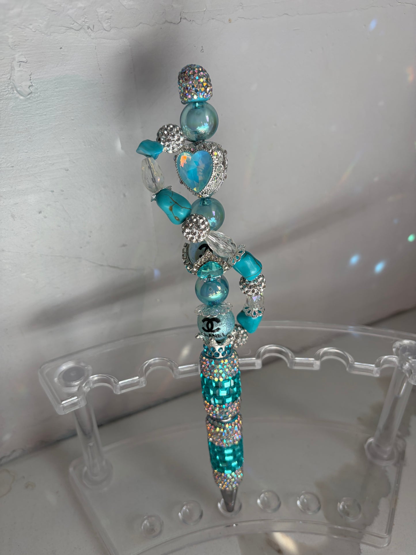 Cascading Azure Hearts Luxe Pen