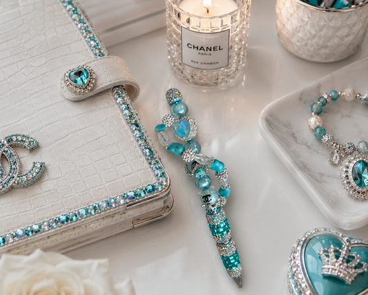 Cascading Azure Hearts Luxe Pen