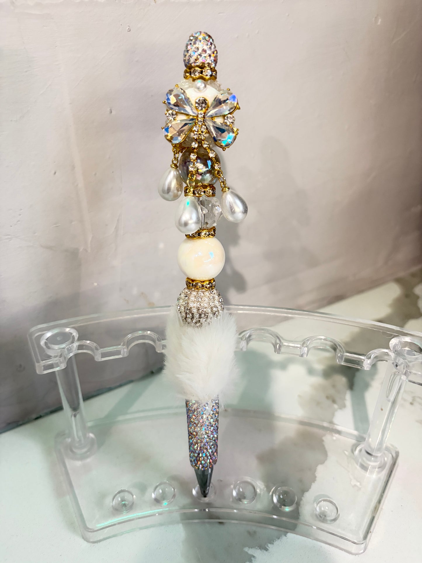 Diamond Pearl Whisper Fur Jewel Pen