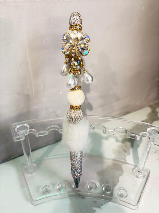 Diamond Pearl Whisper Fur Jewel Pen