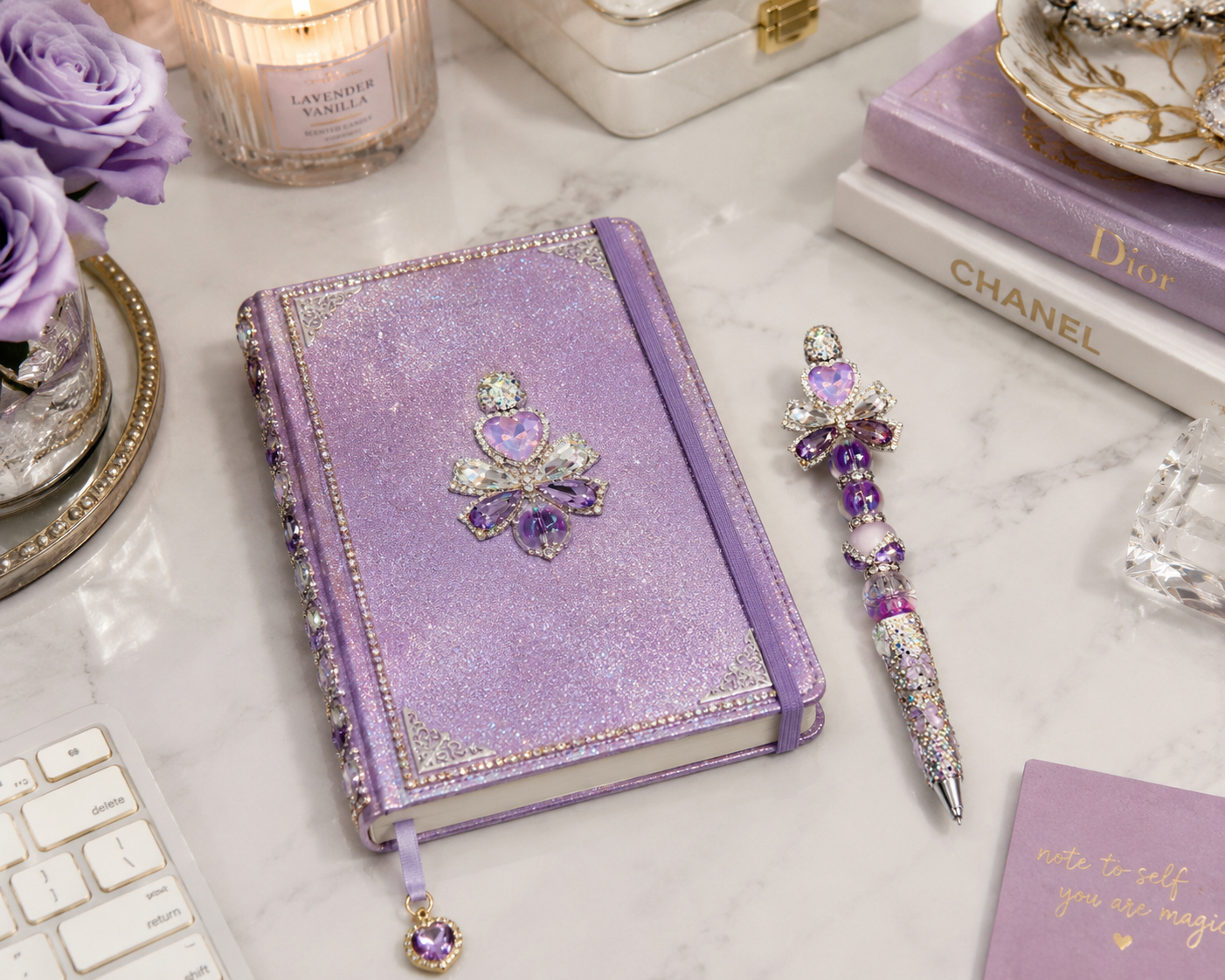 Signature Luxe Bow Violet Heart Elegance Pen