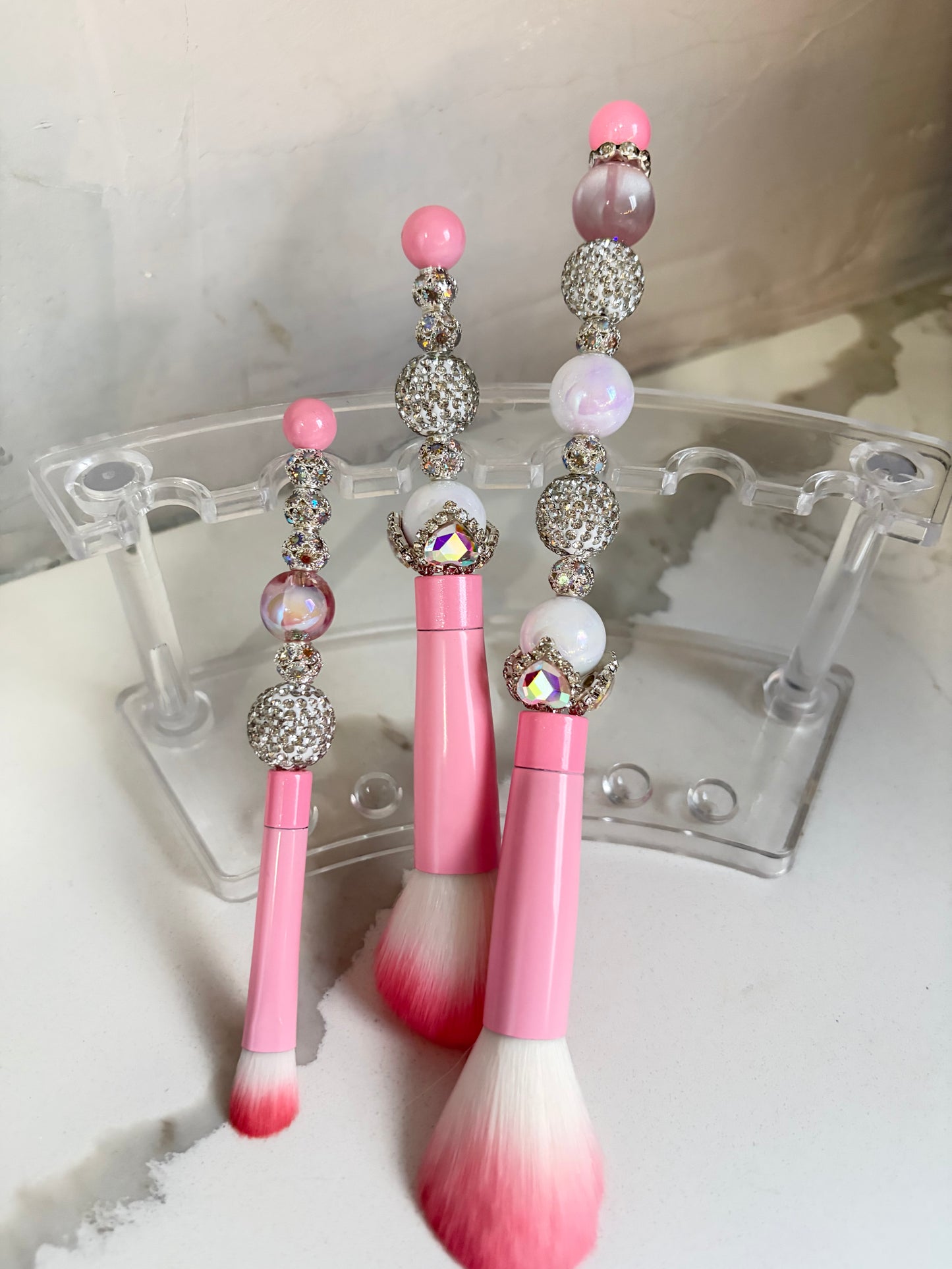 3pc Bling Makeup Pink Brushes