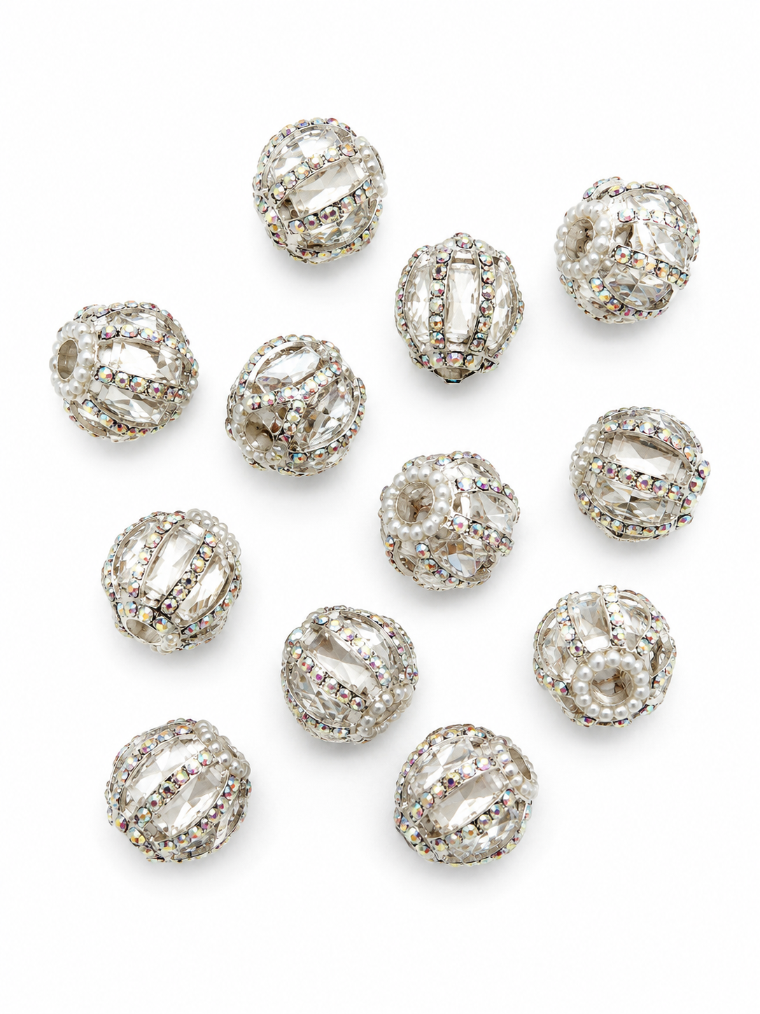 Spiral Style Shiny Rhinestone Beads 20mm