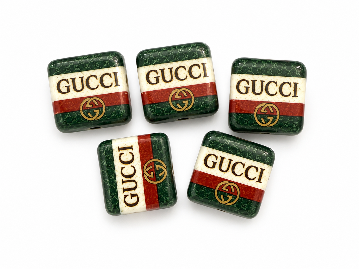 Gucci Green Square Beads 5pc