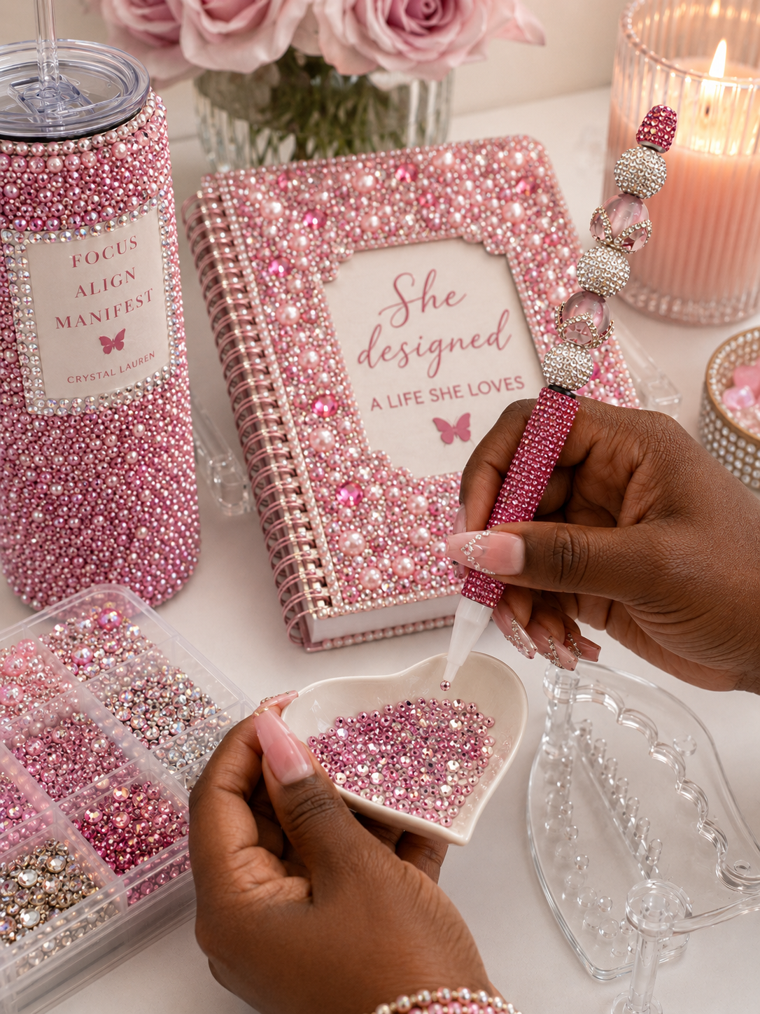 Pink Wax Bedazzled Tool
