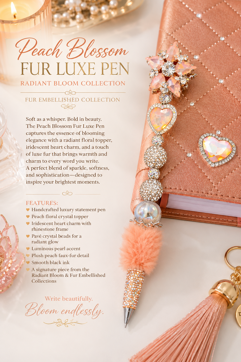 Peach Petal Plush Luxe Pen