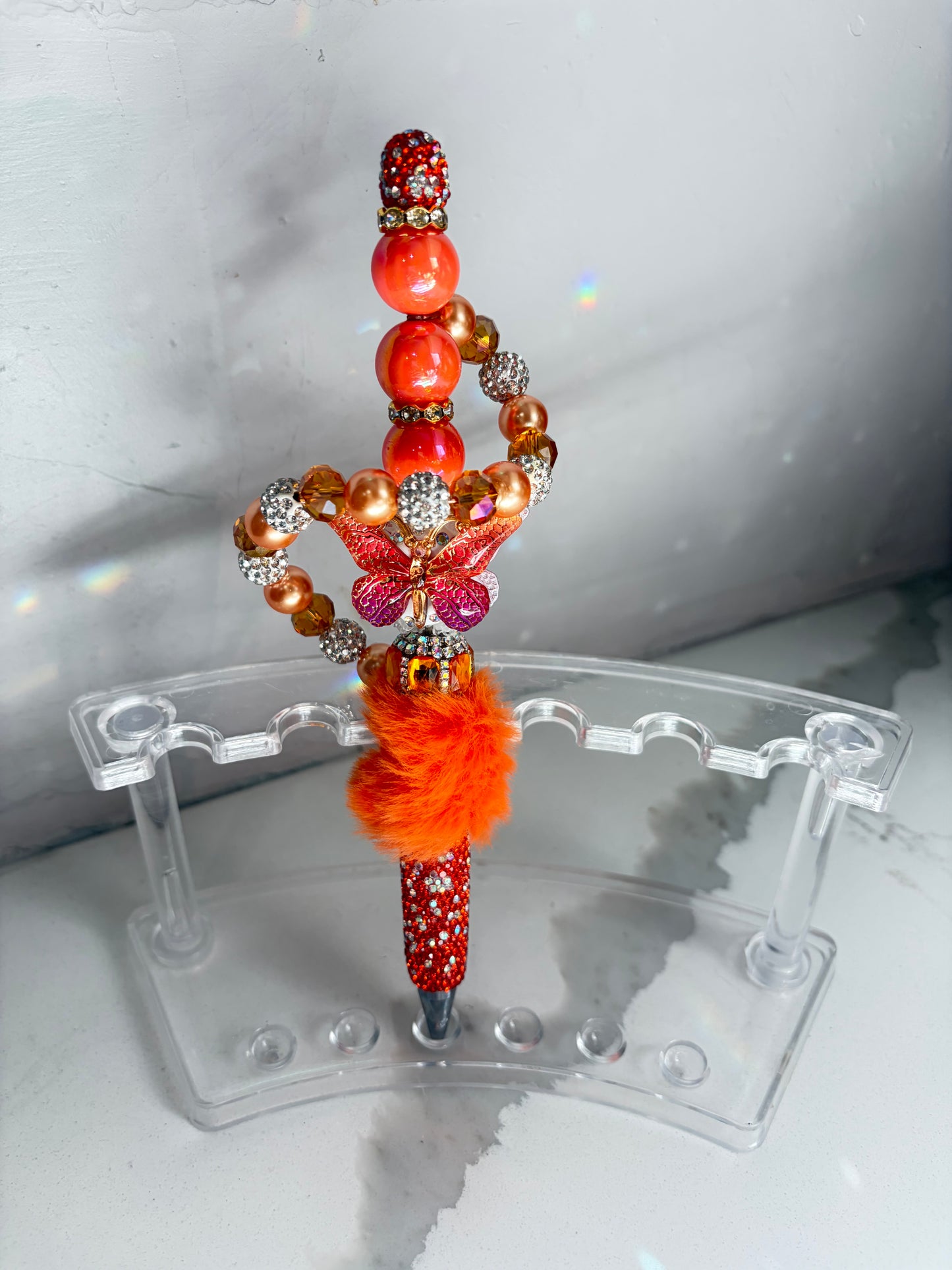 Cascading Coral Flame Fur Pen