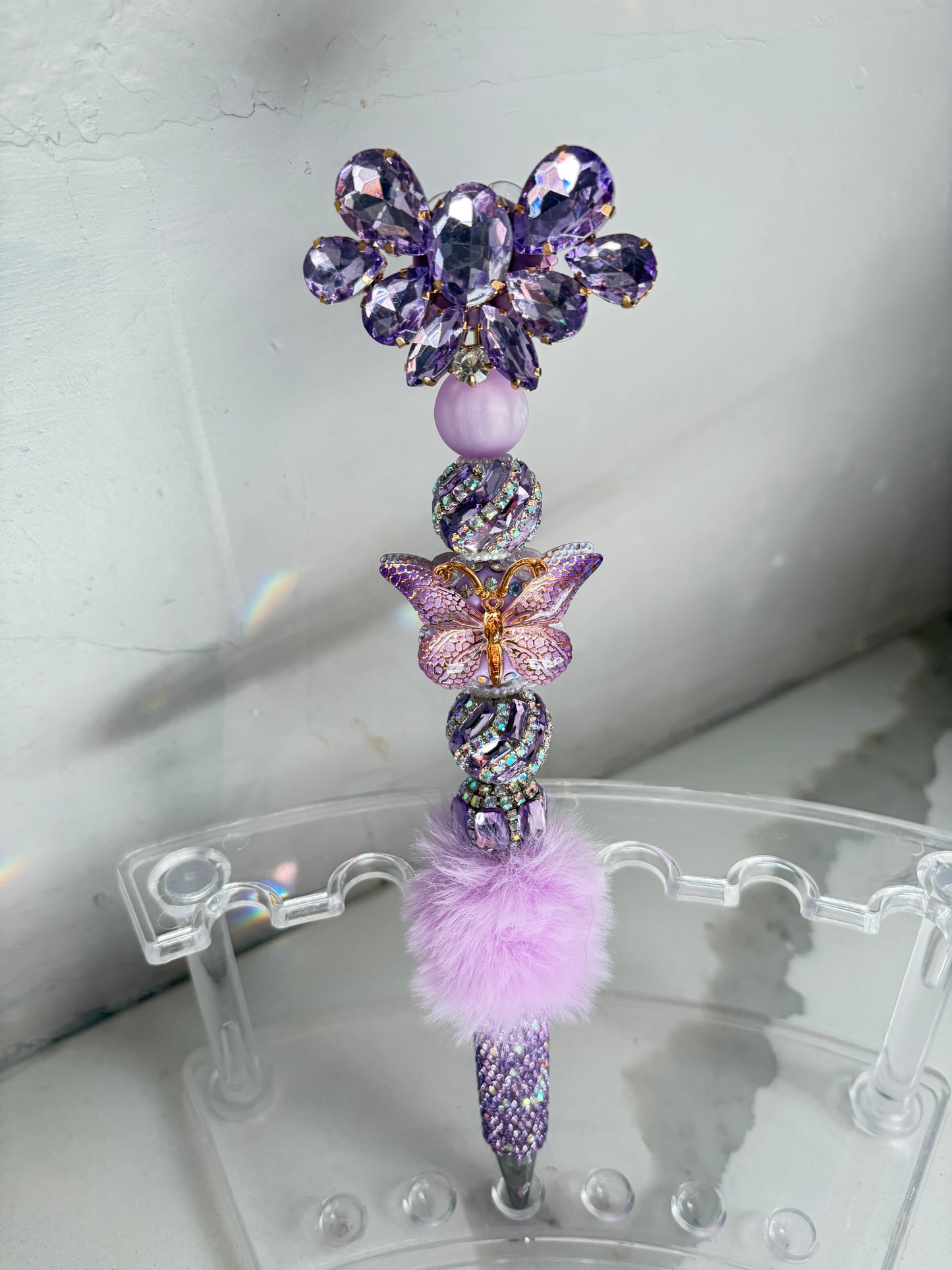 Lavender Butterfly Flutter Luxe Pen – Becoming Collection | Fur-Embellished Collection