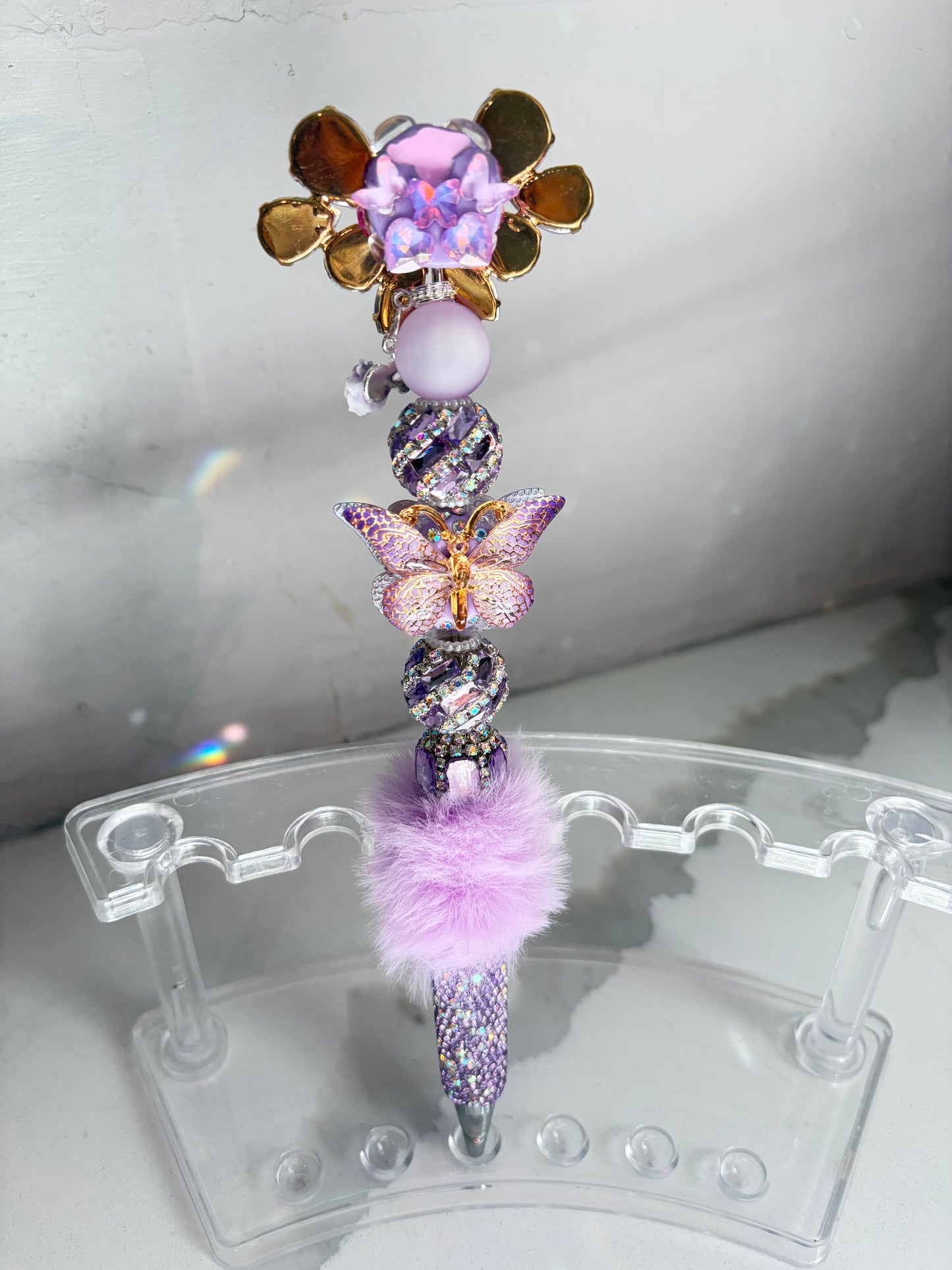 Lavender Butterfly Flutter Luxe Pen – Becoming Collection | Fur-Embellished Collection