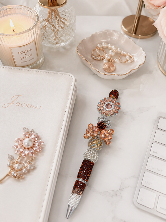 Autumn Rosé Bloom Signature Luxe Bow Pen