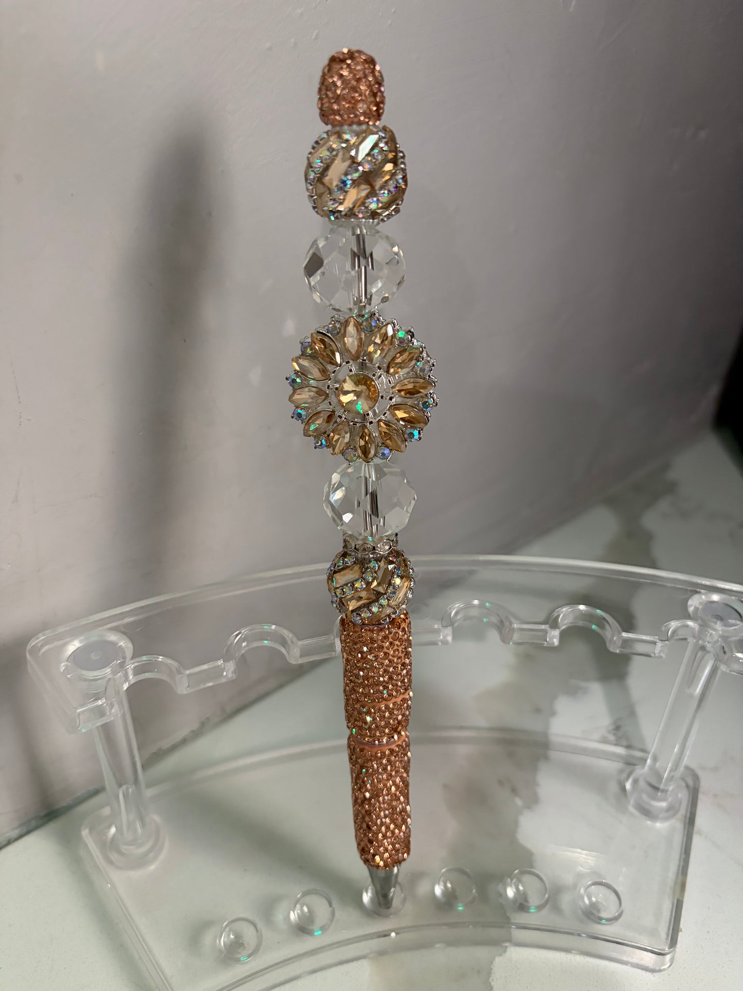 Champagne Radiant Bloom | Luxury Rhinestone Statement Pen