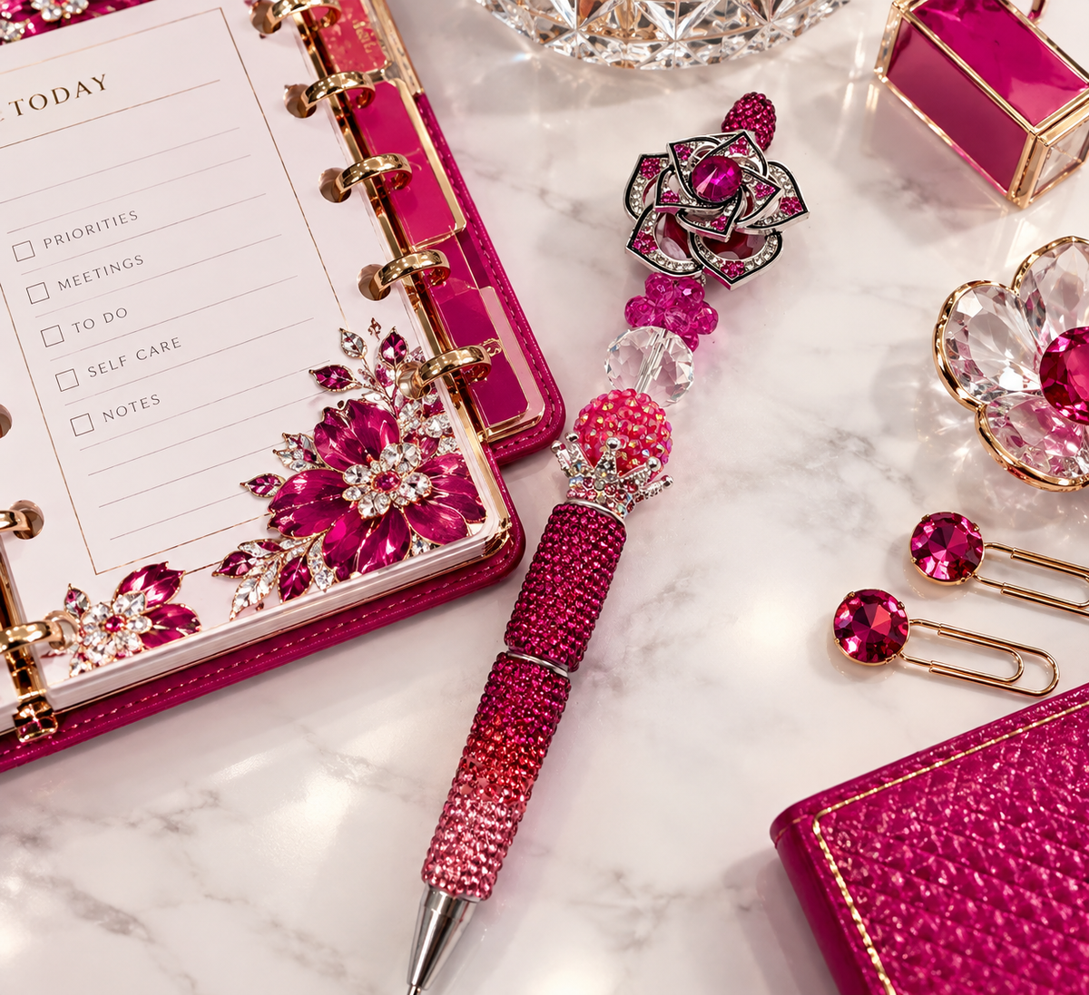 Fuchsia Reverie Rosette Statement Pen