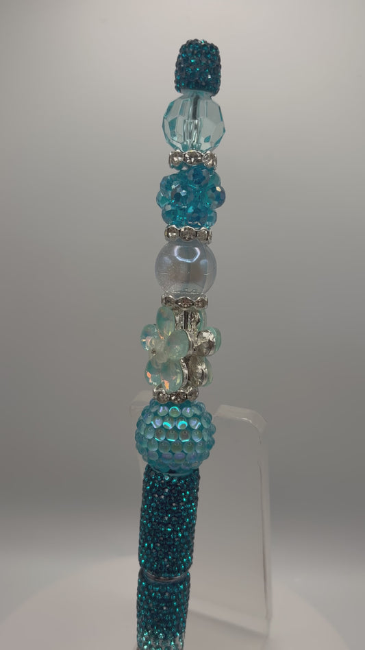 Solara Fleur Aquamarine Pearl Cascade Statement Pen